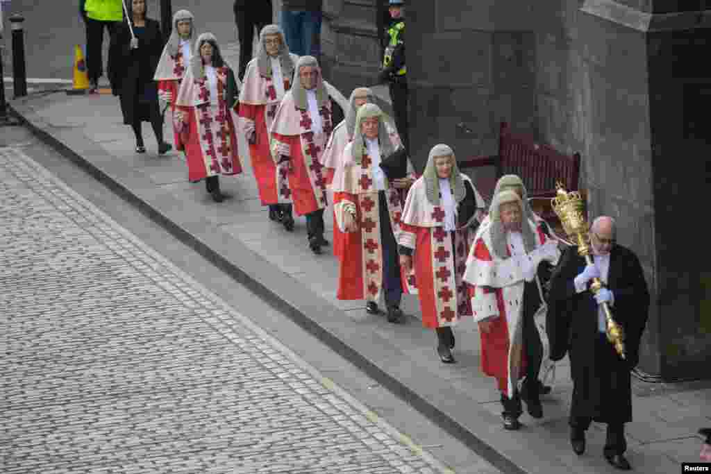 High Court judges attend the Accession Proclamation Ceremony for Britain's King Charles, following the death of Britain's Queen Elizabeth, at Mercat Cross, in Edinburgh, Scotland.