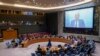 Volker Turk, U.N. high commissioner for human rights, speaks via video call after U.S. Ambassador Linda Thomas-Greenfield gaveled in a Security Council meeting to discuss human rights in North Korea on Aug. 17, 2023, at United Nations headquarters in New York.