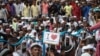 FILE - Muslims rally to condemn a Bharatiya Janata Party (BJP) member for comments about Prophet Mohammad they perceived as insulting, in Kolkata, India, June 14, 2022. In a separate case of alleged blasphemy, the BJP removed one of its social media officials from his post.
