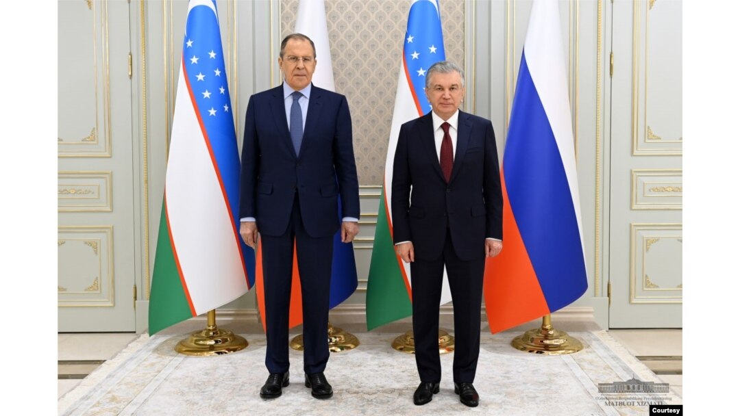 Rossiya Tashqi ishlar vaziri Sergey Lavrov Prezident Mirziyoyev bilan, Toshkent, 28-iyul, 2022