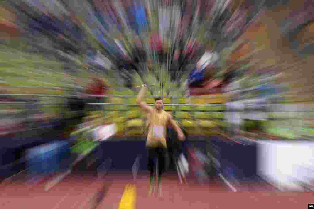 Andreas Hofmann, of Germany, makes an attempt in the Men's javelin throw qualification during the athletics competition in the Olympic Stadium at the European Championships in Munich, Germany.