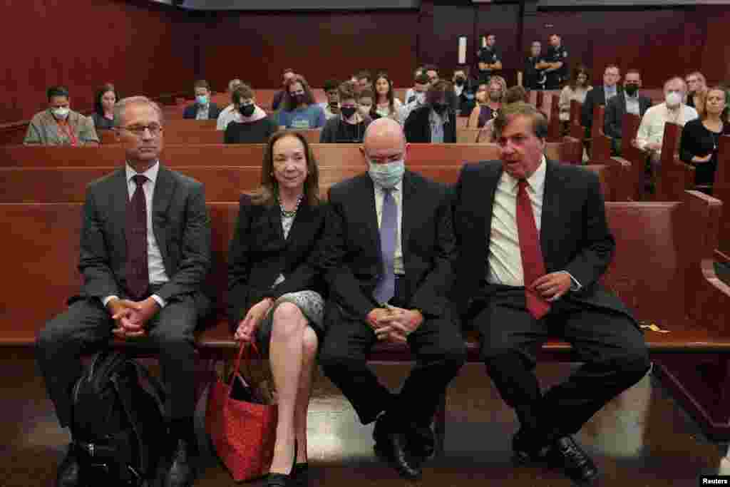 Former Trump Organization chief financial officer Allen Weisselberg, in mask, appears in New York State Supreme Court in New York City.