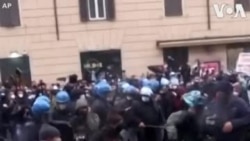 'Yan sanda a Rome sun yi artabu da masu gidan cin abinci da ke cike da fushi akan matakan kulle da aka saka saboda coronavirus