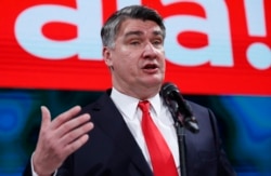 Zoran Milanovic, the liberal opposition candidate, addresses supporters after his headquarters claimed victory in a presidential elections in Zagreb, Croatia, Jan. 5, 2020.