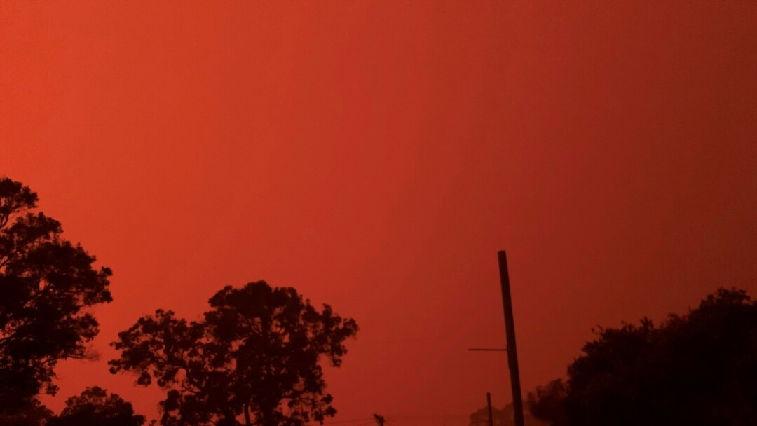 Una visión apocalíptica de los incendios forestales en Mallacota, Australia, el 31 de diciembre de 2019.