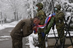 Serbian Defense Minister Aleksandar Vulin on the 21st anniversary of the NATO bombing of the Federal Republic of Yugoslavia, in Belgrade, Serbia, on March 24, 2020.
