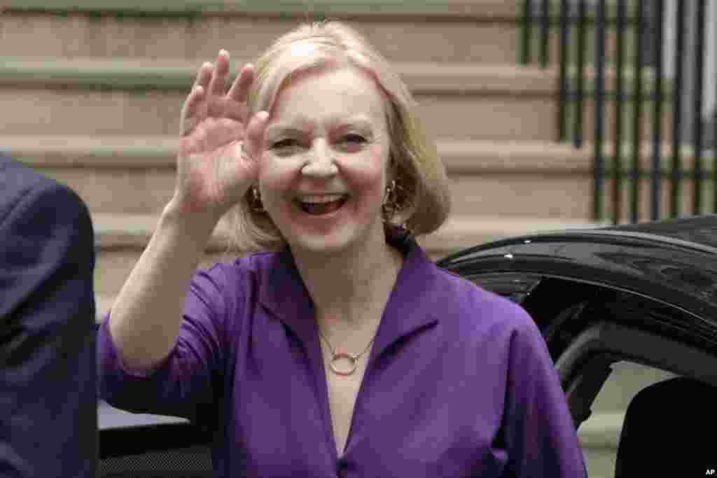 Liz Truss arrives at Conservative Central Office in Westminster after winning the Conservative Party leadership contest in London. Liz Truss will become Britain's new Prime Minister after an audience with Britain's Queen Elizabeth II on Sept. 6. 