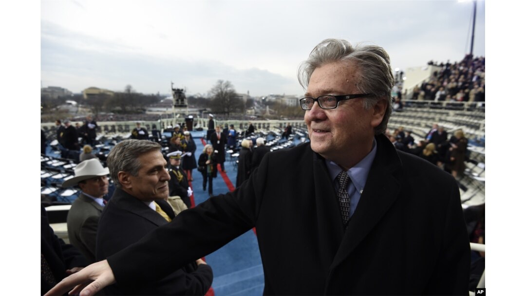 Steve Bannon, appointed chief strategist and senior counselor to President-elect Donald Trump, arrives on Capitol Hill in Washington, Jan. 20, 2017, for the presidential Inauguration of Trump.