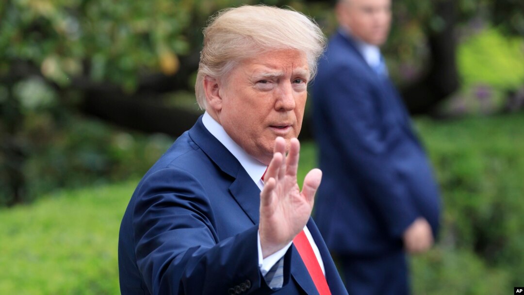 FILE - President Donald Trump departs the White House en route to Cleveland, in Washington, May 5, 2018.