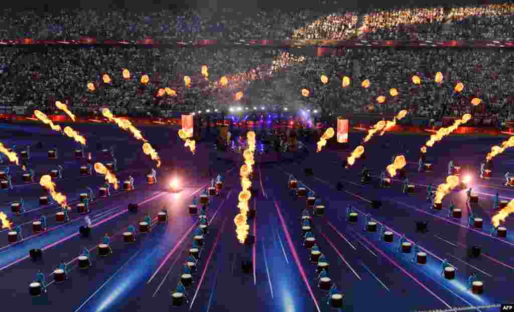 U.S. pop rock band Imagine Dragons perform before the start of the UEFA Champions League final football match between Liverpool and Tottenham Hotspur at the Wanda Metropolitan Stadium in Madrid, Spain, June 1, 2019.