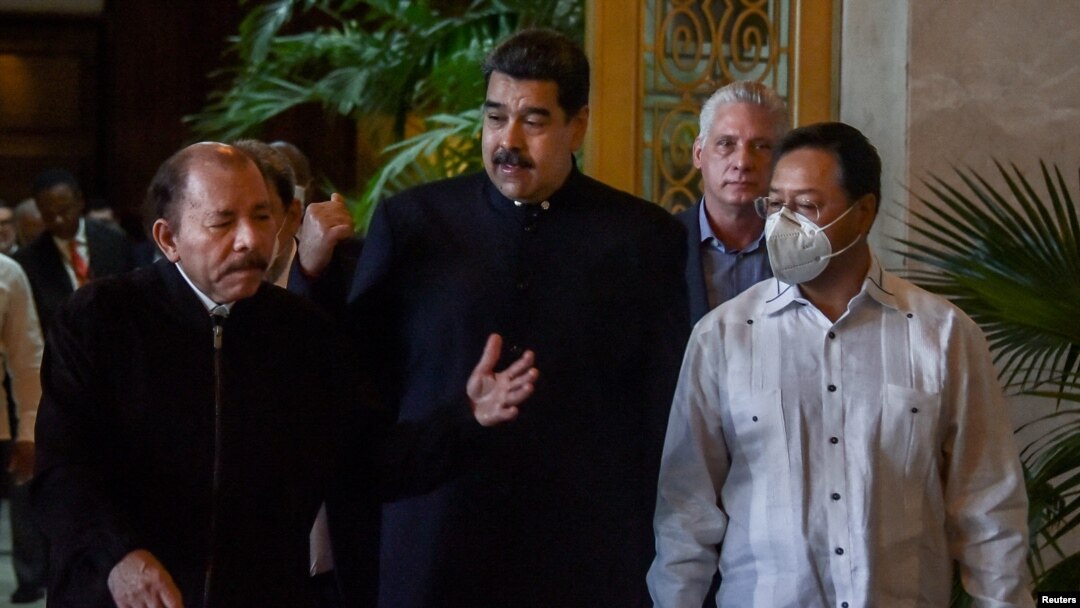 FOTO DE ARCHIVO: El presidente de Nicaragua, Daniel Ortega, el presidente de Venezuela, Nicolás Maduro, el presidente de Bolivia , Luis Arce en el Palacio de la Revolución en La Habana, Cuba, el 14 de diciembre de 2021. Alberto Roque/ REUTERS