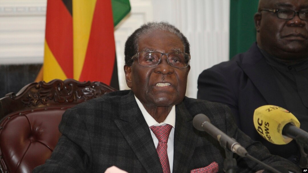 Rais Robert Mugabe akihutubia taifa Jumapili Nov.19, 2017