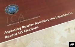 A part of the declassified version Intelligence Community Assessment on Russia's efforts to interfere with the U.S. political process is photographed in Washington, Jan. 6, 2017.