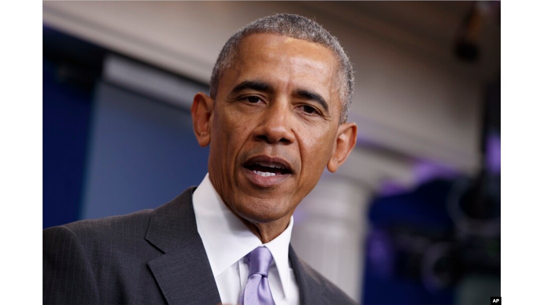 FILE - President Barack Obama speaks during the final press briefing for White House press secretary Josh Earnest.