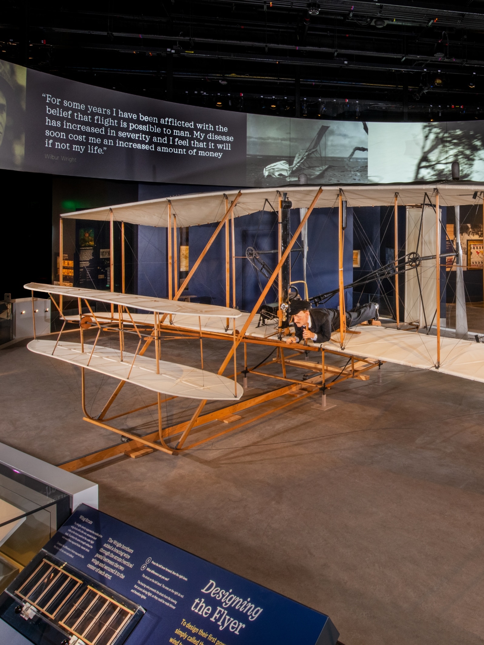 Images of the 1903 Wright Flyer in the “Wright Brothers & The Invention of the Aerial Age” gallery at the Smithsonian Air and Space Museum in Washington, DC, September 7, 2022. (Smithsonian photo by Jim Preston)