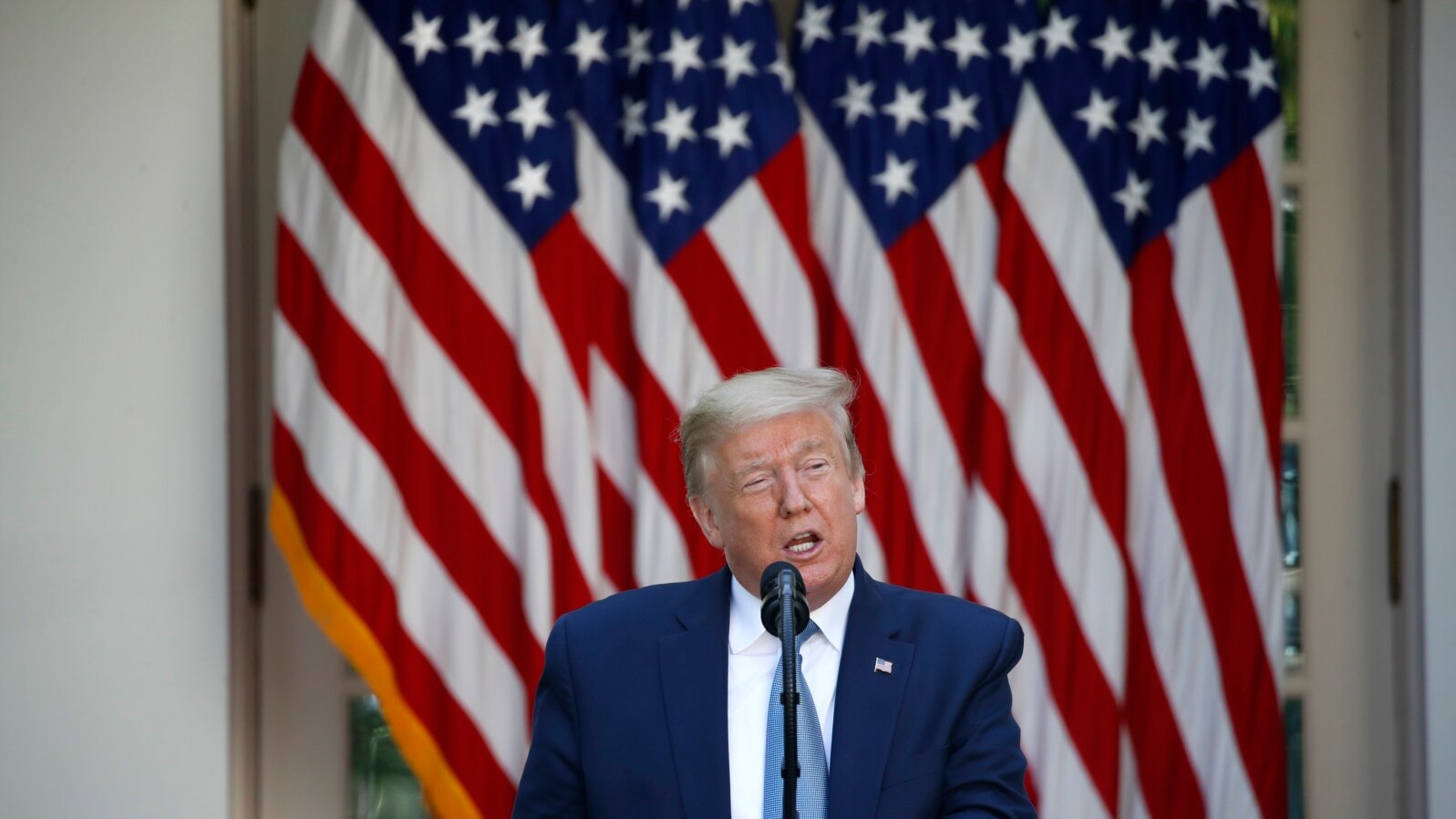 President Donald Trump speaks during a presidential recognition ceremony in the Rose Garden of the White House, Friday, May 15, 2020, in Washington.