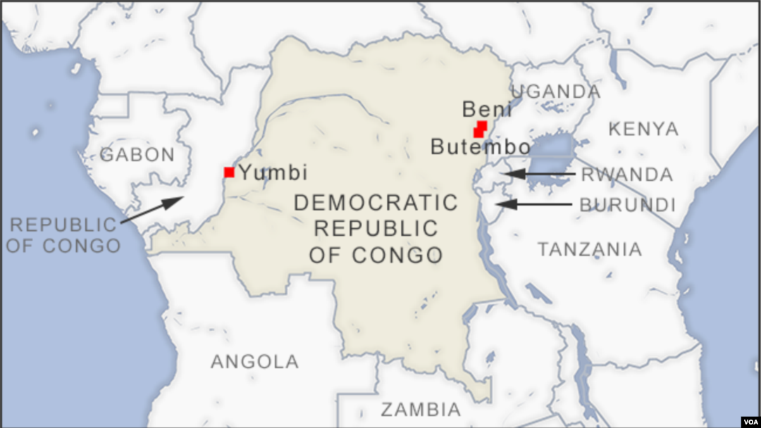 Ramani ya DRC na nchi zilizo jirani nae.