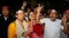 Bangladeshi activists celebrate the execution of two war criminals Nov. 22, 2015, in Dhaka, Bangladesh. 