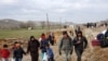 Displaced families approach Manbij, Syria, Feb.21, 2020. (Heather Murdock/VOA)
