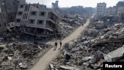 Picha hii inaonyesha nyumba zilizoharibiwa na mashambulizi ya Israel katika kambi ya wakimbizi huko Jabalia, kaskazini mwa Ukanda wa Gaza, Februari 22, 2024. Picha ya Reuters