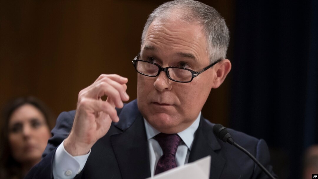 FILE - Scott Pruitt testifies on Capitol Hill in Washington at the hearing to confirm his nomination as Environmental Protection Agency administrator, Jan. 18, 2017.