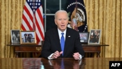 Joe Biden apresenta o seu discurso de despedida no Salão Oval, Washington 15 janeiro 2025