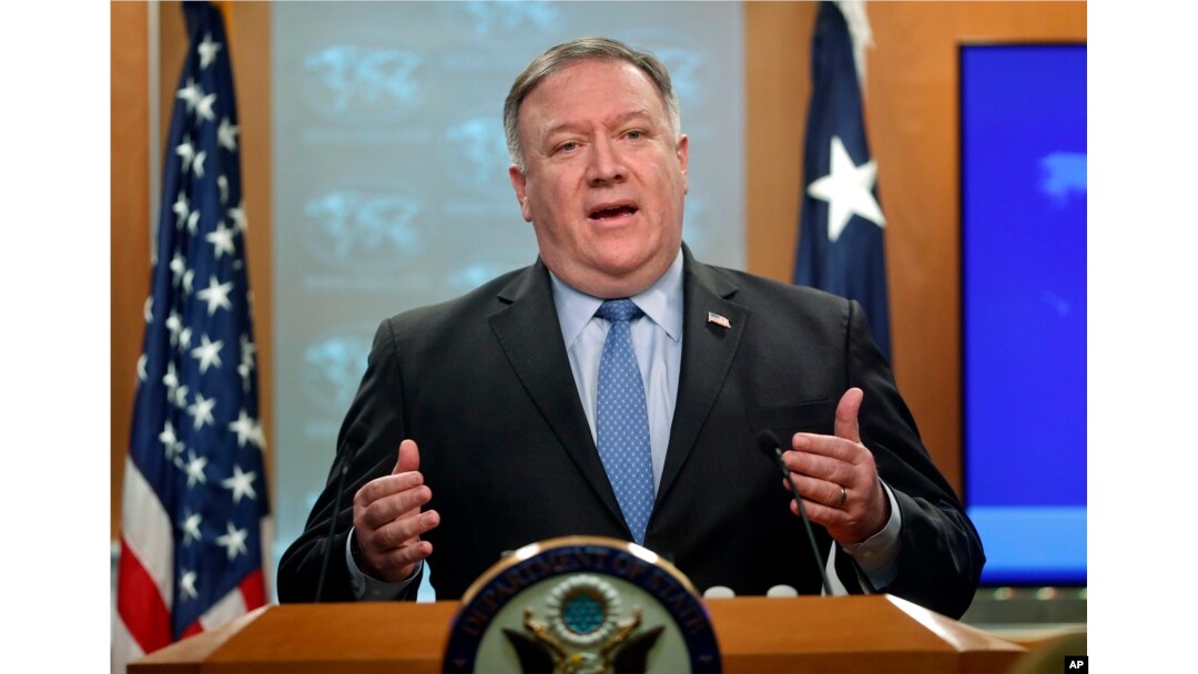 FILE - Secretary of State Mike Pompeo gestures while speaking during a news conference at the State Department in Washington, Nov. 20, 2018.