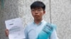 香港眾志秘書長黃之鋒參選香港南區海怡西區議會選舉候選人。 （2019年10月4日）