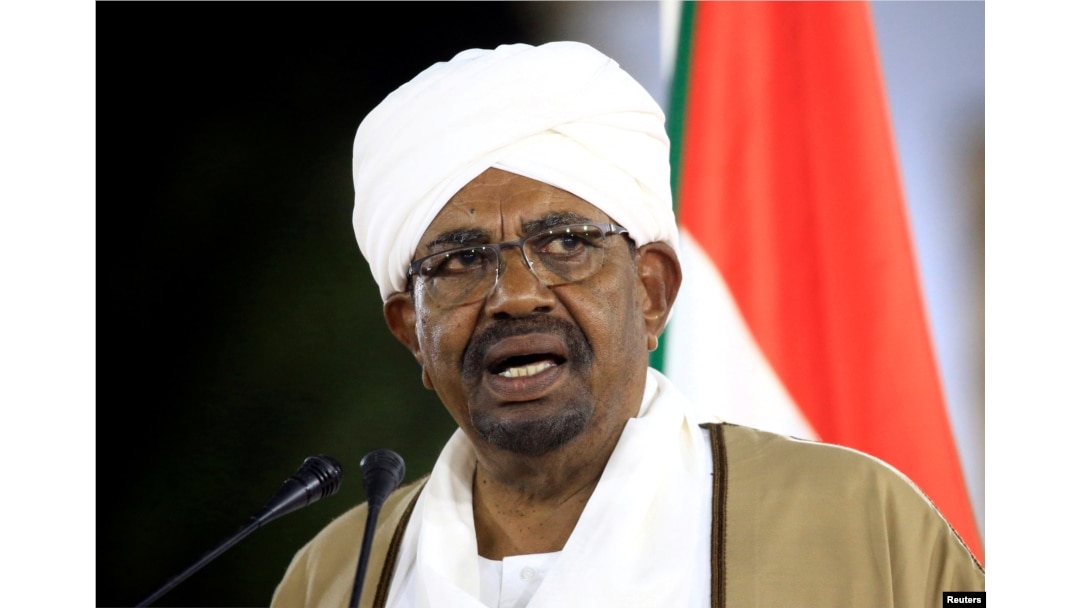 FILE PHOTO: Sudanese President Omar al-Bashir delivers a speech at the Presidential Palace in Khartoum, Feb. 22, 2019.