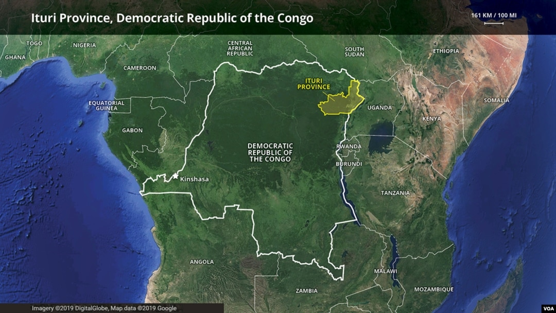 Map of Ituri Province, Democratic Republic of Congo 