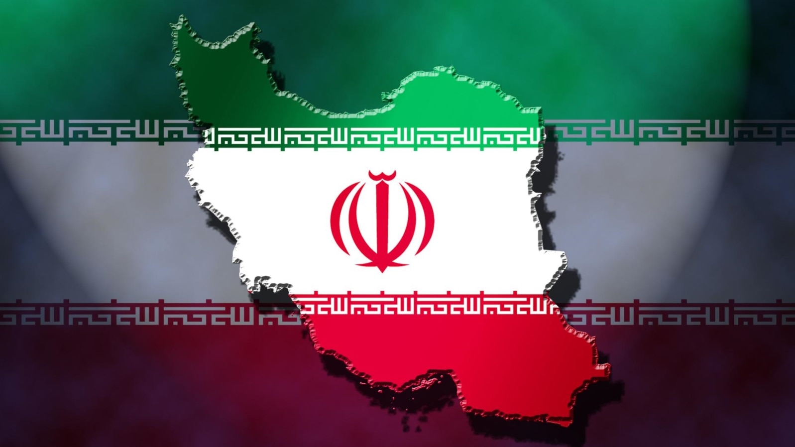 Iran map with Iranian flag overlay