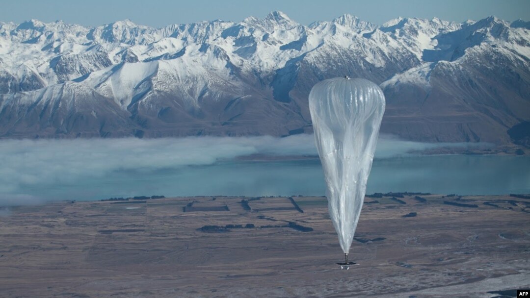 This handout photo taken on June 15, 2013 and received from Google on June 16 shows a Project Loon high altitude ballon sailing over Tekapo in Southern New Zealand.