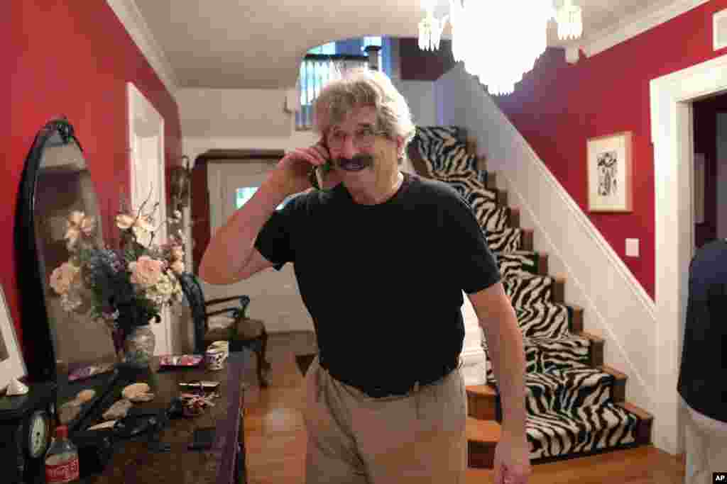 Gary Ruvkun, American molecular biologist, speaks on a phone at his home in Newton, Massachusetts. U.S. scientists Victor Ambros and Gary Ruvkun won the 2024 Nobel Prize in Medicine for the discovery of microRNA and its crucial role in how multicellular organisms grow and live.