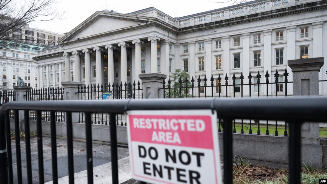 FILE - The U.S. Treasury Department building is seen in Washington, Jan. 19, 2023. The department said on Dec. 30, 2024, that a China state-sponsored actor was behind a cyber breach resulting in access to some of its workstations.