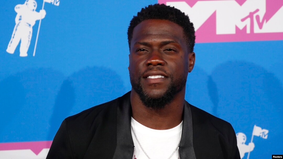 FILE - Kevin Hart arrives at the 2018 MTV Video Music Awards at Radio City Music Hall, New York, Aug. 20, 2018.