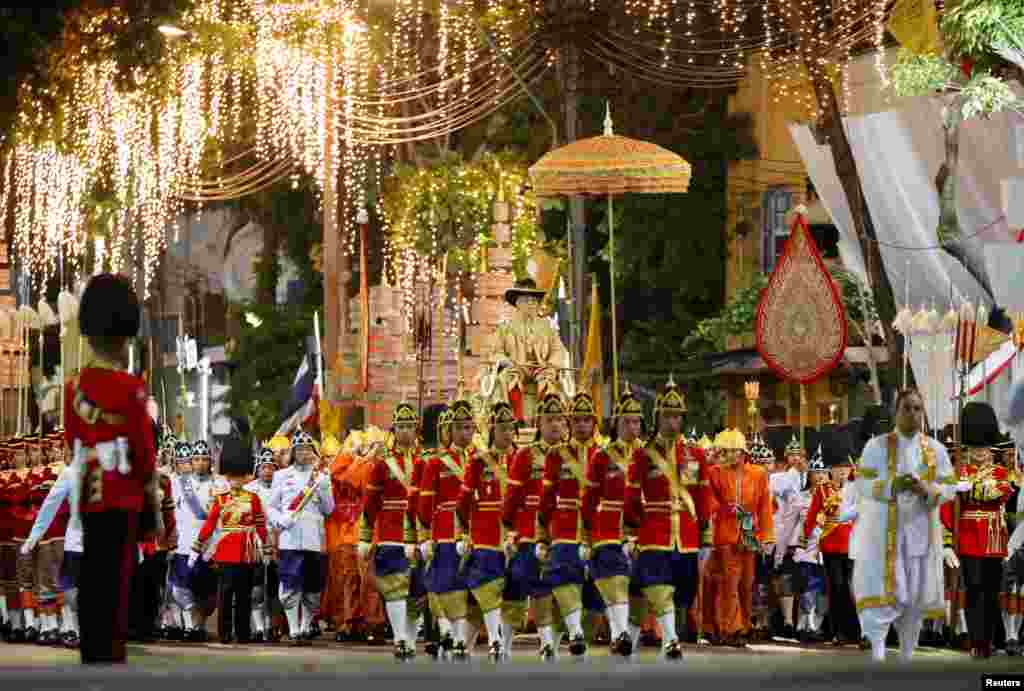 Thailand's newly crowned King Maha Vajiralongkorn is seen during his coronation procession, in Bangkok.