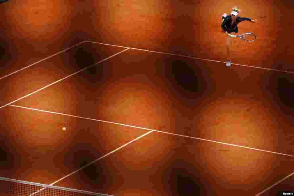 Amanda Anisimova of the U.S. is seen during her semifinal match against Australia's Ashleigh Barty in Paris, France.