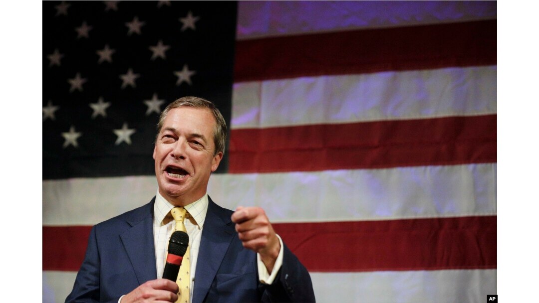 British politician Nigel Farage speaks at a rally for U.S. Senate hopeful Roy Moore, Sept. 25, 2017, in Fairhope, Alabama.