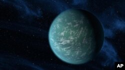 This artist's conception illustrates Kepler-22b, a planet known to comfortably circle in the habitable zone of a sun-like star. It is the first planet that NASA's Kepler mission has confirmed to orbit in a star's habitable zone - the region around a star