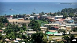 FILE - Ships are docked offshore near Honiara, the capital of the Solomon Islands, Nov. 24, 2018. The United States opened an embassy in the Solomon Islands on Wednesday in its latest move to counter China's push into the Pacific.