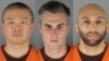 De izquierda a derecha, Tou Thao, Thomas Lane y J. Alexander Kueng, ex policías de Mineápolis, en una combinación de fotografías de las fichas policiales del Departamento Correccional de Minnesota.