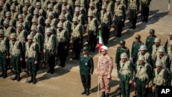 FILE - In this photo from the Islamic Revolutionary Guard Corps' Ground Force on Oct. 17, 2022, troops are seen in northwestern Iran.