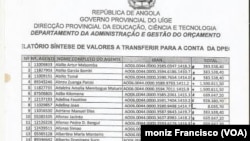 Lista de professores fantasmas no Uíge