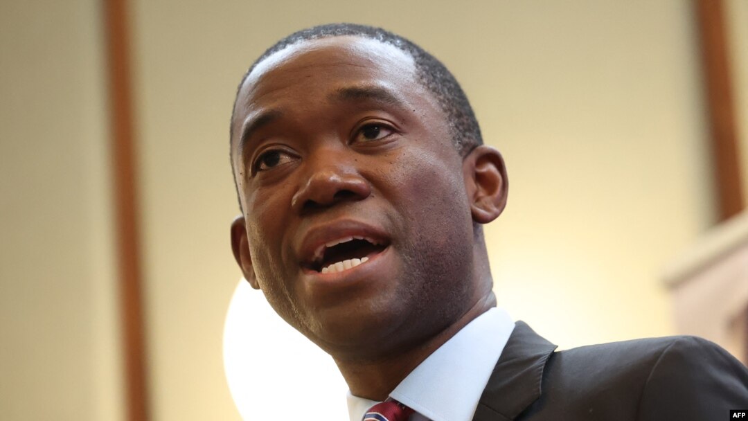 US Deputy Treasury Secretary Wally Adeyemo delivers a speech outlining the new action taken by the US Department of the Treasury’s Office of Foreign Assets Control imposing a second round of sanctions on key Hamas-linked officials and financial networks, 