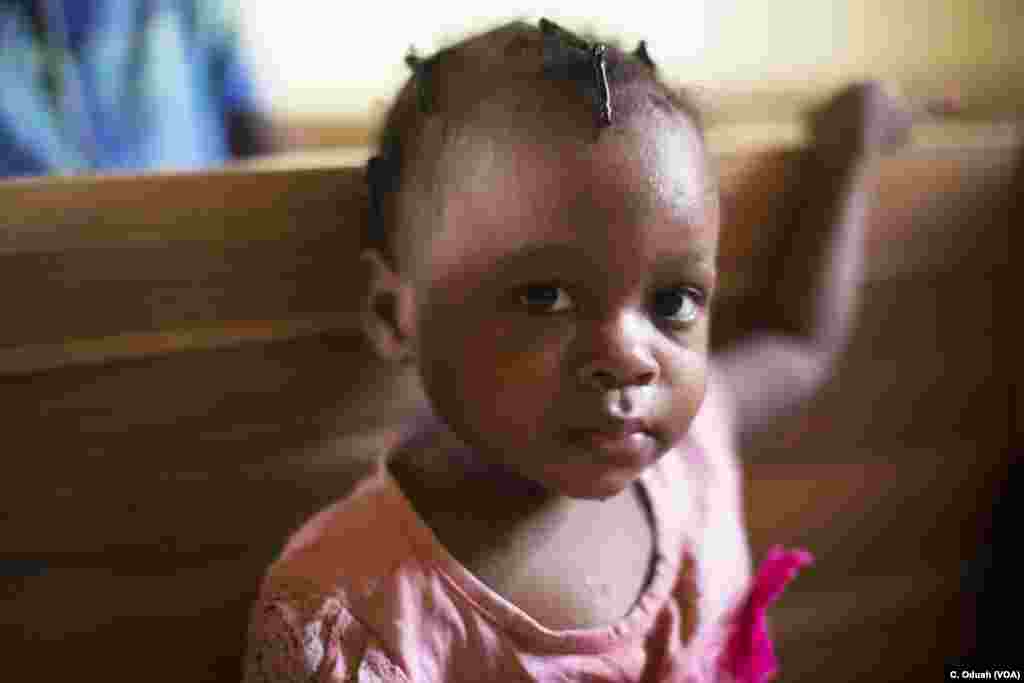 Gift, 2 years old, was condemned by her community when her mother died shortly after childbirth. Among some clans of the Bassa Komo people in Nigeria is a traditional belief that children who lost their mother during or shortly after children are evil.