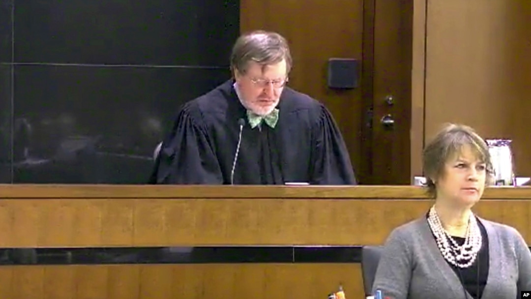 FILE - This March 12, 2013 file still image taken from United States Courts shows Judge James Robart listening to a case at Seattle Courthouse in Seattle. 