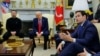 Ngoại trưởng Hoa Kỳ Marco Rubio (phải) trong một cuộc gặp với Tổng thống Ukraine Zelenskyy và ông Trump tại Nhà Trắng. 