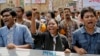 Bangladeshi youth shout slogans as they protest the killing of Faisal Arefin Deepan, a publisher of secular books, in Dhaka, Bangladesh, Nov. 1, 2015.