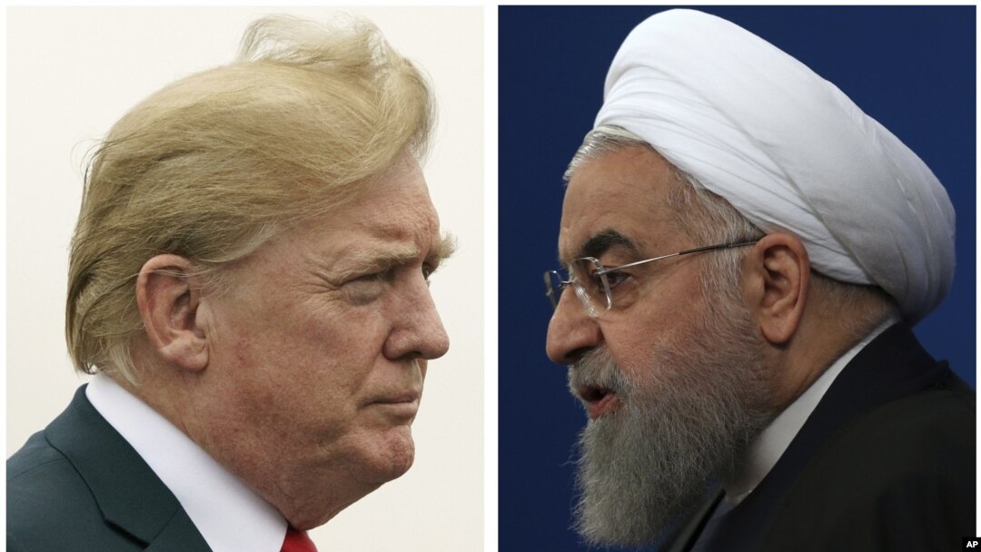 En esta combinación de dos fotos, el presidente de EE.UU., Donald Trump, a la izquierda y el presidente iraní Hassan Rouhani.