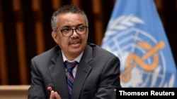 Shugaban hukumar WHO, Adhanom Ghebreyesus a birnin Geneva Switzerland, ranar 3 ga watan Yuli, 2020.